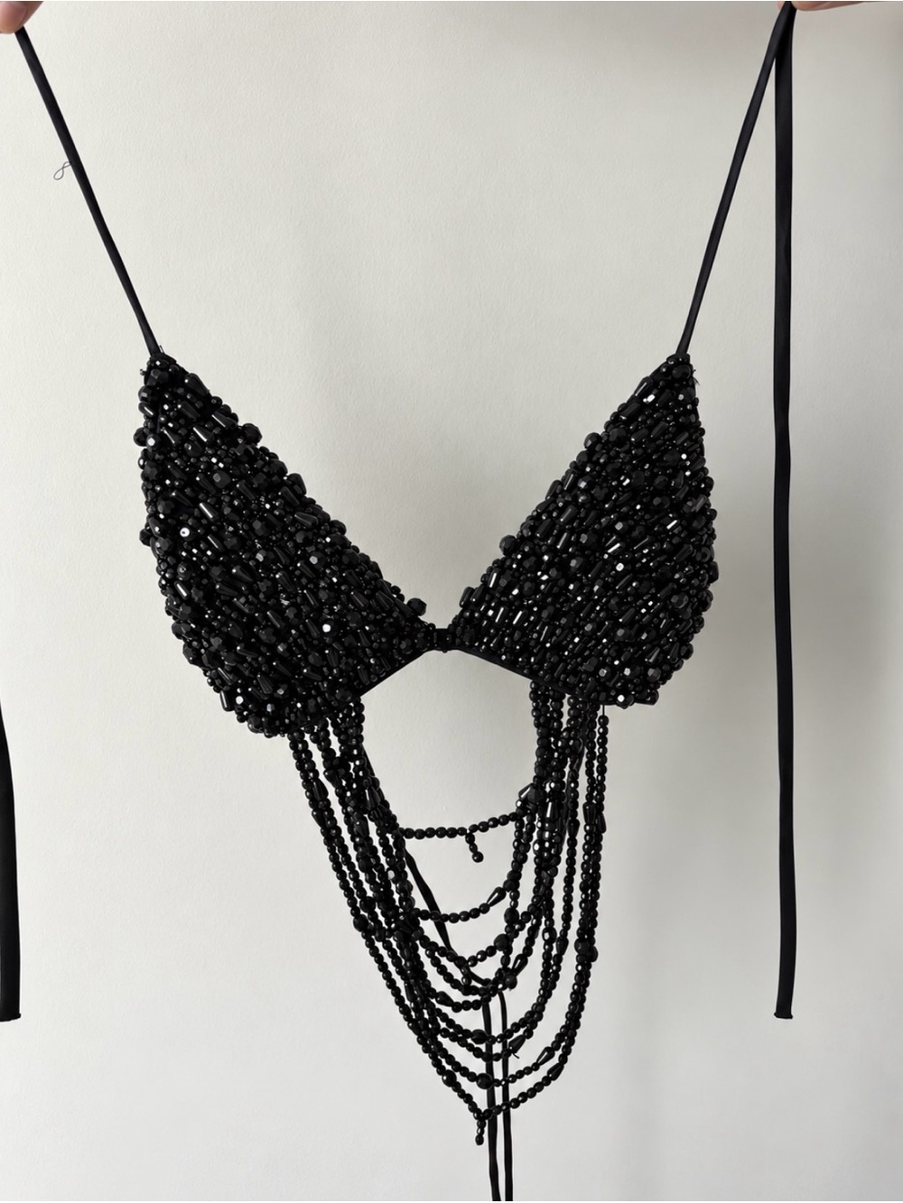 Windsor Black Beaded Fringe Triangle Camisole